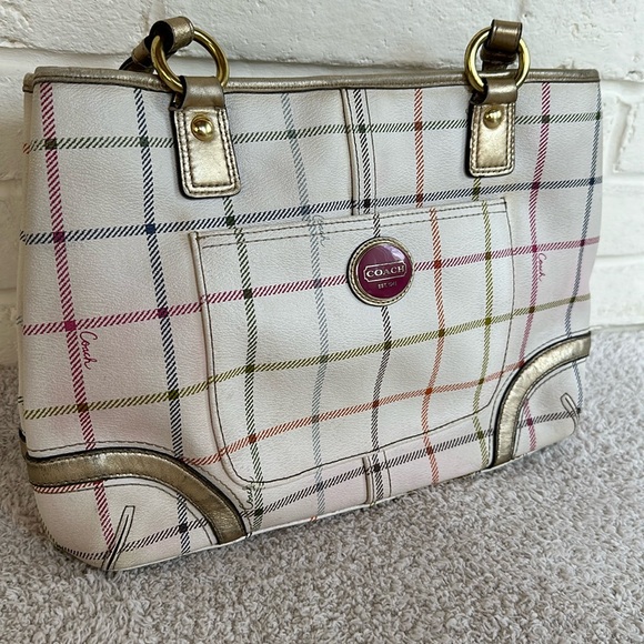 Coach Peyton Tattersall Tote Handbag - Picture 4 of 11